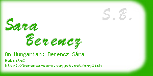 sara berencz business card
